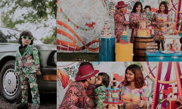 Soubin shahir celebrates son orhan's birthday with colorful costumes