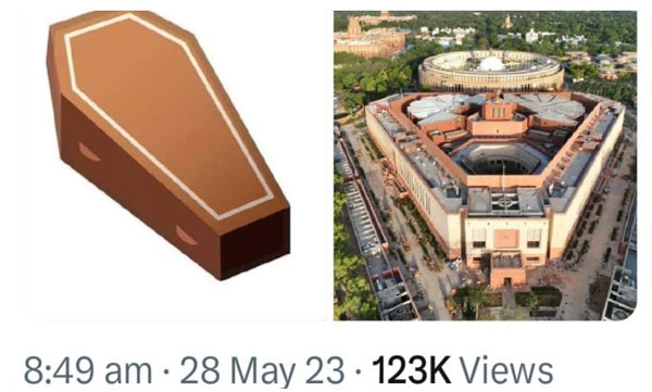 RJD's tweet has created controversy by including a picture of a coffin along with a picture of the Parliament building