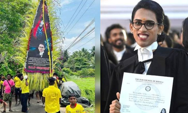 Pokuthira of Munniyoor Kaliyatta Mahotsava congratulates Kerala's first trans lawyer