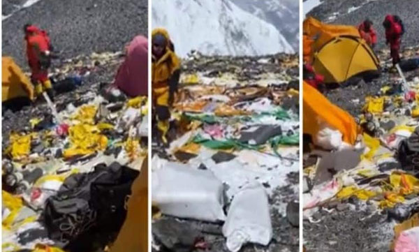 Will Everest become the tallest landfill? Here is a video of the garbage dump at the Everest campsite