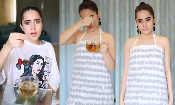 Urfi Javed Makes Dress Out Of Tea Bags, video viral