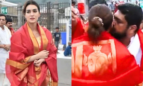 Adipurush's filmmaker Om Raut kissing Kriti Sanon at Thirupathi Temple, Sparks Controversy