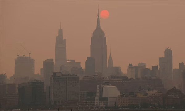 Smoky city, bright red sun: Aliens behind New York's changes