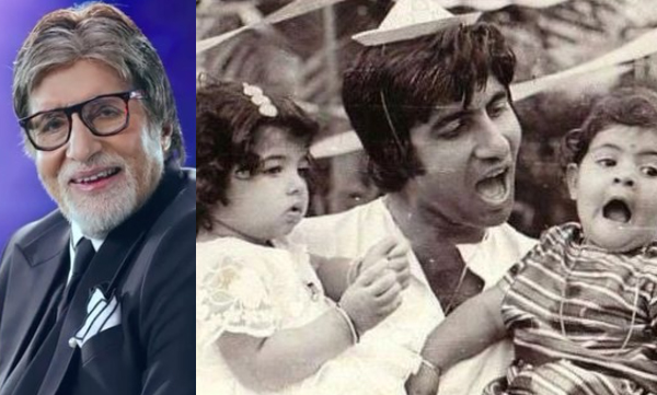 Big B shares a throwback picture with toddlers Shweta Bachchan, Twinkle Khanna