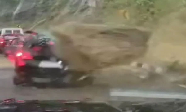 Giant Boulders Crush Cars After Landslide In Nagaland 