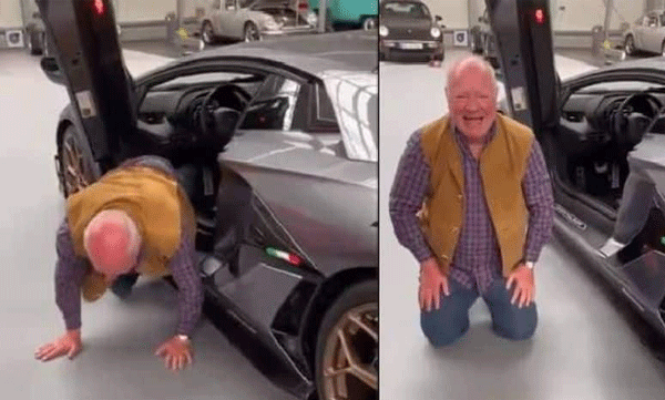 Owns Lamborghini after retirement: Excited old man
