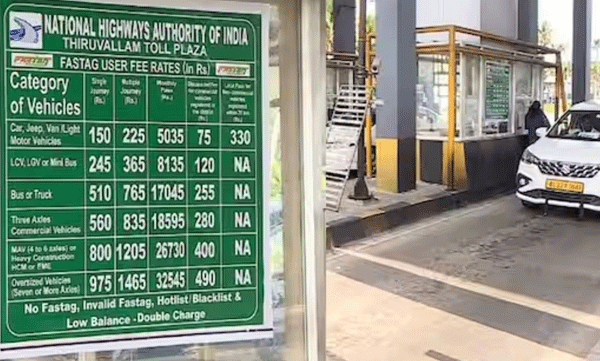 increased fares in effect at thiruvallam toll plaza