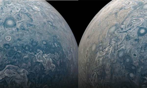 nasa release new images of jupiter which captured by juno spacecraft