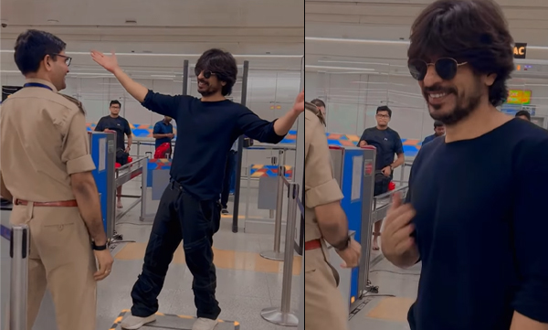 Ibrahim Qadri who is doppelganger of SRK showing Shahrukh's mannerisms in front of the security officer at the airport , Video viral