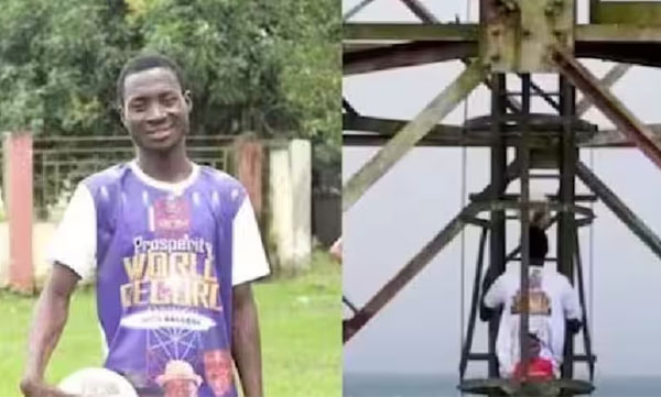 a 250-foot-tall radio tower; 150 steps; Young man conquers heights with football on his head - video