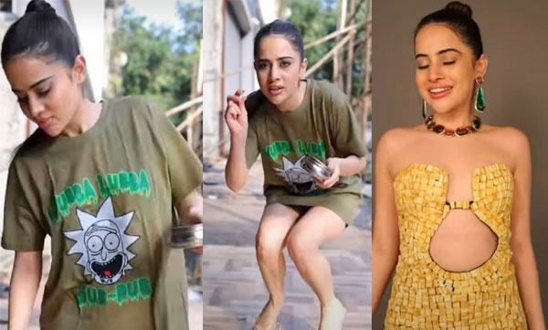 Urfi Javed created a gorgeous gown from discarded cigarette butts