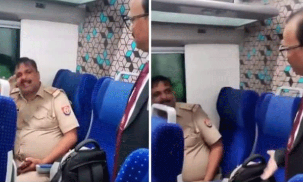 UP Policeman traveling on Vandebharat without ticket: Videos of him robbing questioned TT and passengers go viral