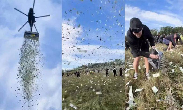 What is this money rain?...Influencer dropped notes from a helicopter: thousands came to collect them
