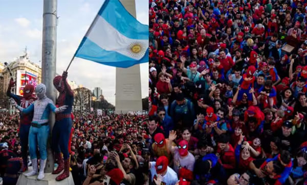 
Things turned colorful...Thousands gathered in Argentina dressed as Spider-Man to set a world record