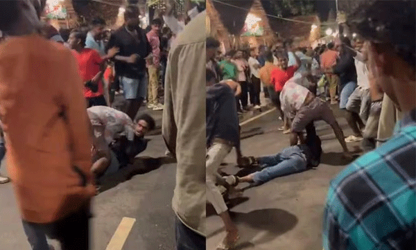 youth fight each other on manaveeyam veedhi