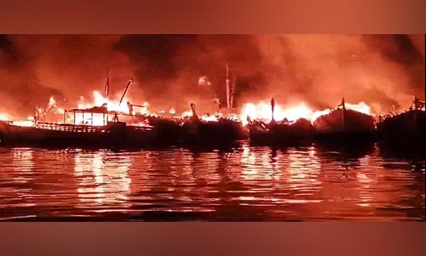 Massive Fire Leaves Nearly 40 Boats Gutted at Visakhapatnam Fishing Harbour