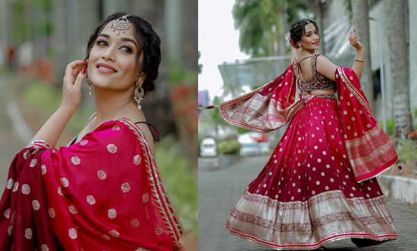 Parvathy Krishna looked radiant in a red dotted bridal lehenga