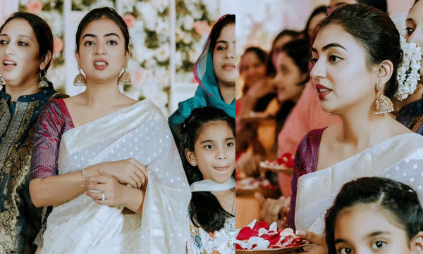 nazriya-fahadh-actress-looks-pretty-in-saree-wedding-function-photos