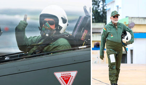 pm narendra modi flies sortie in tejas fighter jet