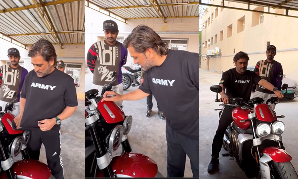 MS Dhoni give autograph to a bike rider fan in the bike, Video viral