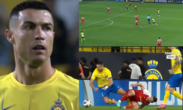 Ronaldo rejected the penalty awarded by the referee for bringing him down, and the fans clapped