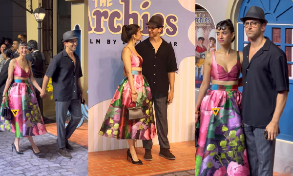 Hrithik Roshan can't stop looking at Saba Azad in the Archies Premiere
