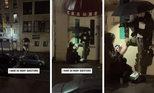 Left alone at night: A young man gets tattooed on a mobile phone by a nearby tattoo artist