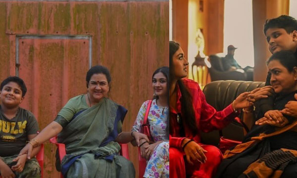 urvasi-sivaprasad-with-daughter-theja-lakshmi-and-son-ishaan-prajapathi