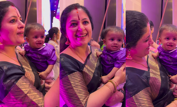 actor-annie-shaji-kailas-and-vijay-maadhhav-devika-nambiar-son-athmaja-mahadev-pose-together