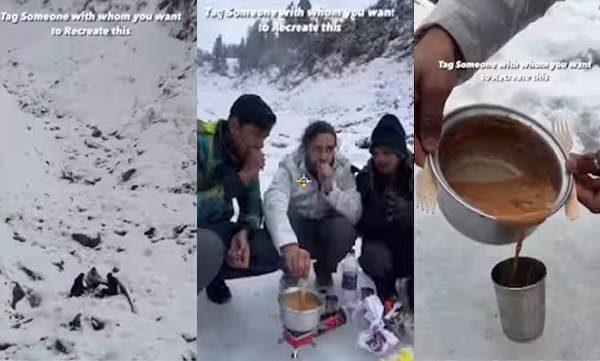 men-make-tea-using-ice-from-frozen-stream-at-kashmir-video-viral