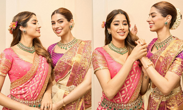 anant-ambani-pre-wedding-janhvi-khushi-dazzle-in-saree