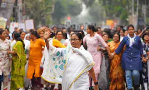 Reply to Modi, Mamata Banerjee Marches With Sandeshkhali Women