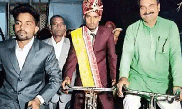 Natural awareness of the groom on the wedding day