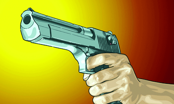 Two revolvers and two air pistols were found from the house