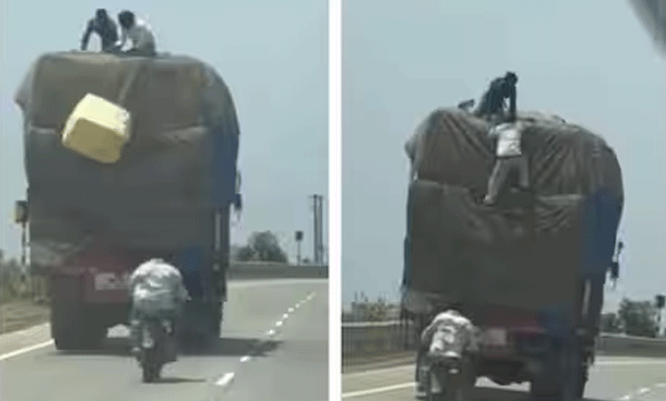 video-of-people-stealing-goods-from-a-moving-truck-on-agra-mumbai-highway-goes-viral