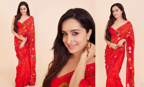 Sradha kapoor look gorgeous in red floral saree