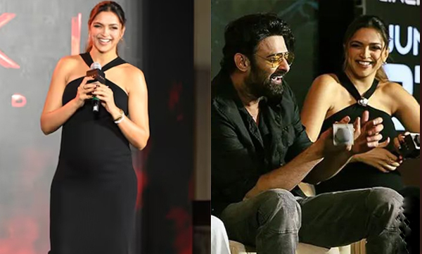 Deepika Padukone points at her baby bump and talk about prabhas