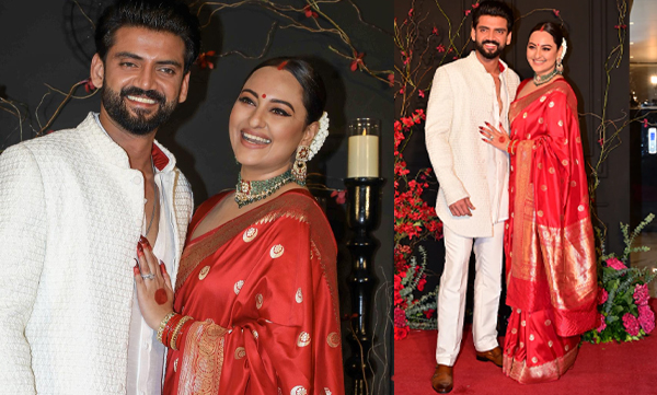 Sonakshi Sinha and Saheer Iqbal shines in wedding reception