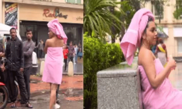 woman-wearing-towel-and-walking-in-the-city-viral-video