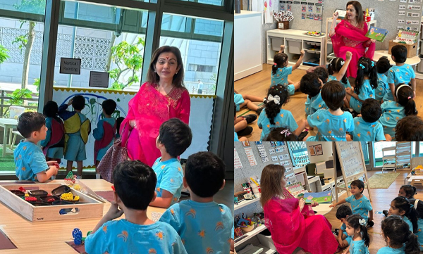 Nita Ambani visits her grandson's school and  little ones were overjoyed to chat with her