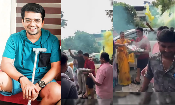 Karthik prasad come back to mounaragam set after accident