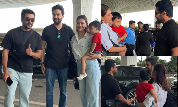 Kajal Aggarwal meets suriya at mumbai airport