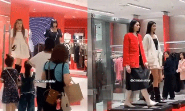 models-walking-in-treadmills-in-chinese-mall-video