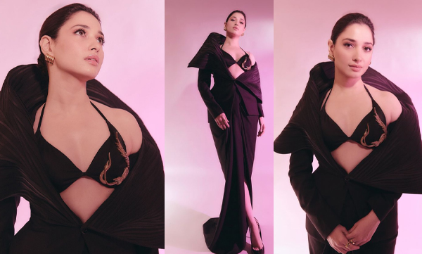 Tamannaah Bhatia's Peek-A-Boo Structured Black Gown With A Bralette, Pictures trending
