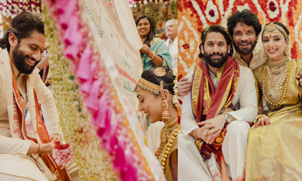Nagarjuna shares nagachaithanya and shobhitha dhoolpal wedding pictures