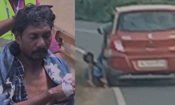 The assailants dragged the car along the road with their hands tied; The tribal youth was injured