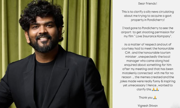 Vignesh Shivan clears the air on rumors of his meeting Pondicherry politicians