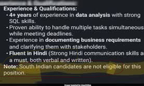 Noida-based company's tech job post sparks outrage