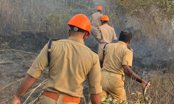 The fire was put out after walking for two kilometers on Uravapara hill
