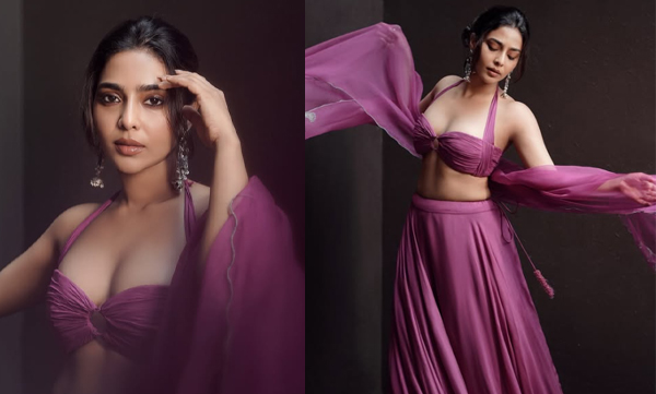 Aiswarya Lakshmi's super glam look in purple lehenga